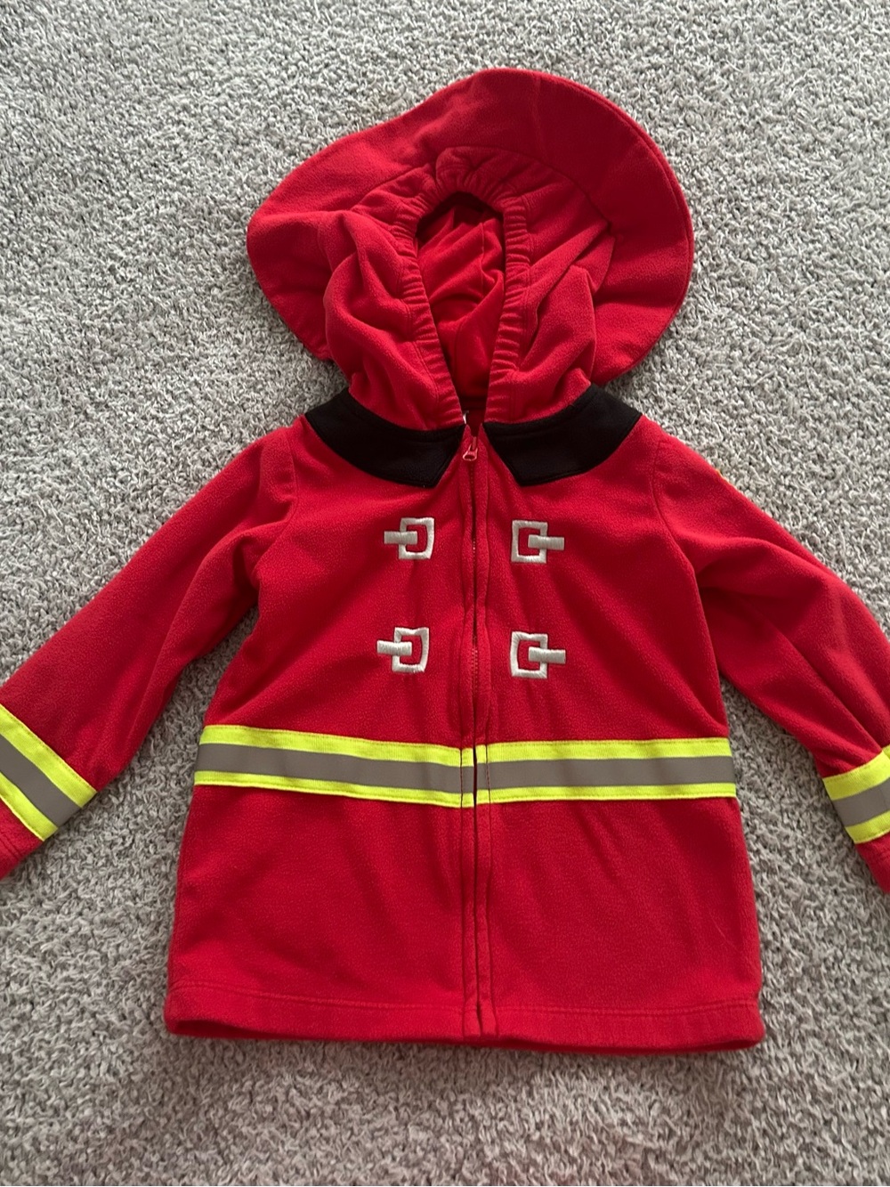 Carter's Red Hooded Firefighter-Style Fleece Jacket with Reflective Trim